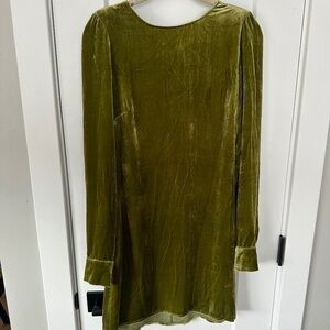 Reformation Open Back Green Velvet holiday Dress